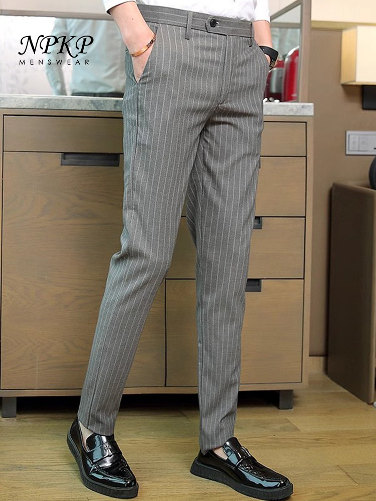 休闲裤男士2025春秋季新款潮流九分西裤修身直筒小脚商务西装长裤