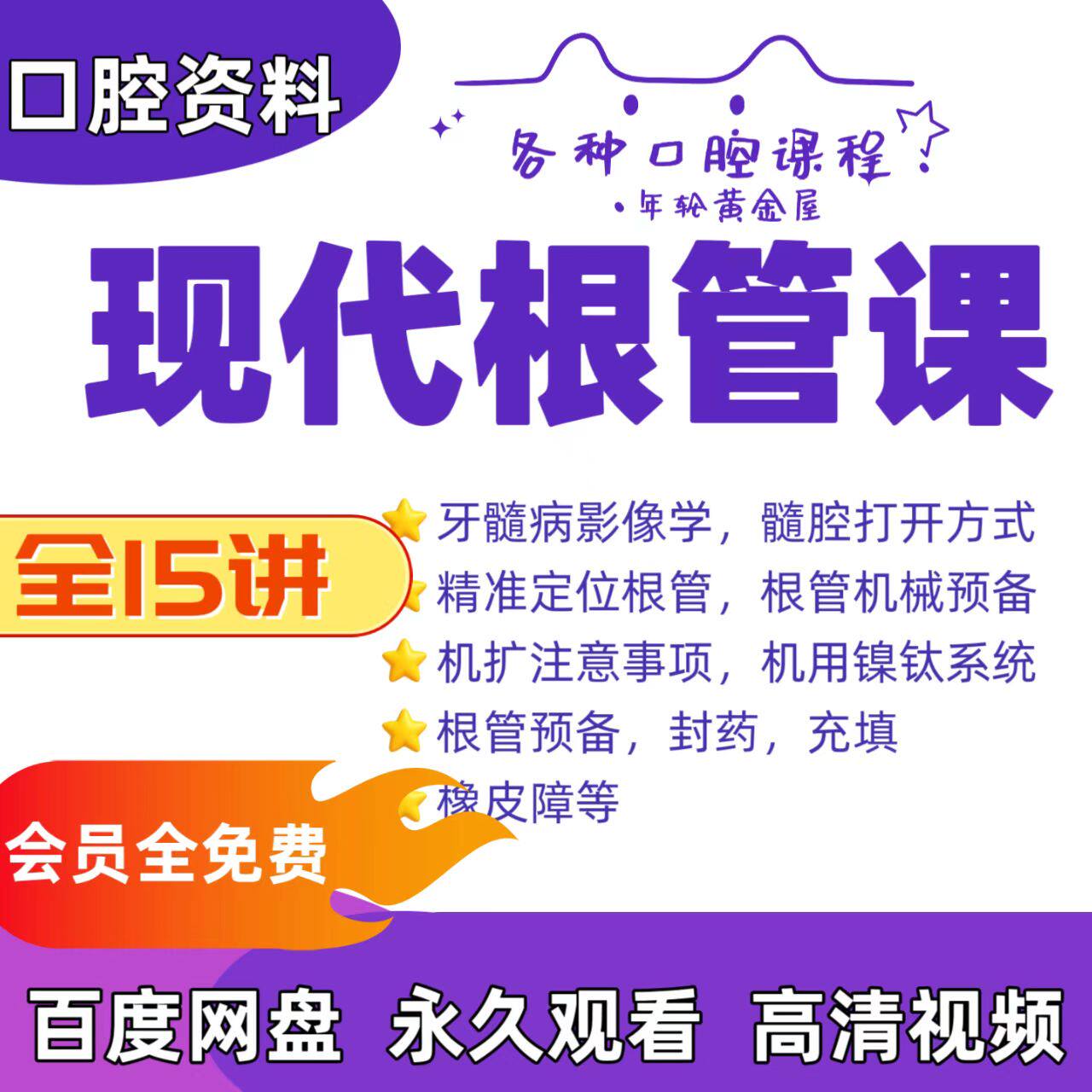 根管治疗口腔根管课程牙髓病影像髓腔机扩根管预备充填封药橡皮障