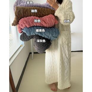 加长保暖宽松有口袋珊瑚绒家居睡衣睡袍睡裙女 新款 行走 被子冬季