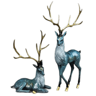 全黄铜神鹿摆件办公室梅花鹿工艺品一路高升家居玄关装饰乔迁礼品