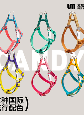 UNMIXED撞色牵引绳小中大型犬外出胸背猫狗链泰迪柯基脖圈遛狗绳
