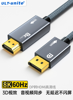 Dp转HDMI线4K@240Hz Hd 8K60Hz转换器电脑主机笔记本显卡接口外部