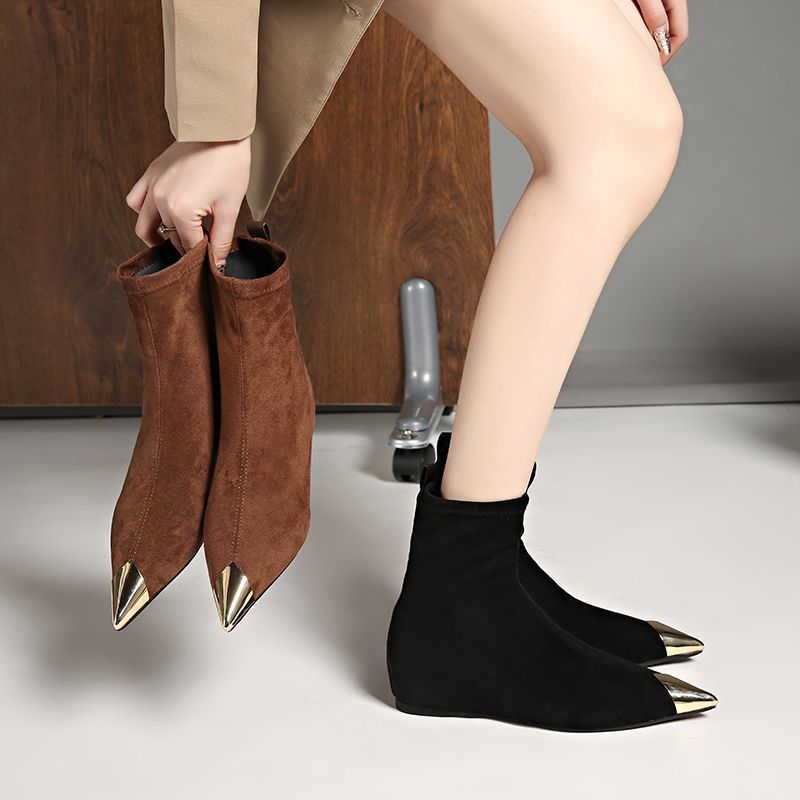 43大码女鞋41金属尖头短靴女42