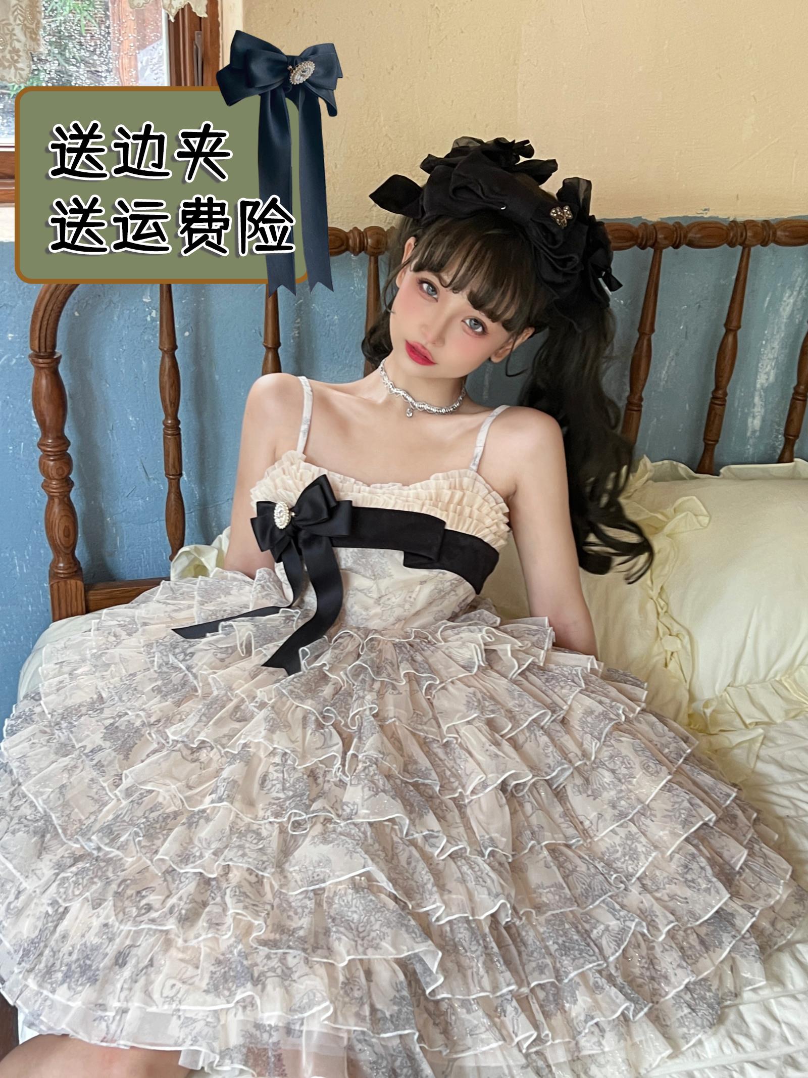仙境游记jsk洛丽塔连衣裙lolita吊带裙多层蛋糕裙烫金仙女生日裙
