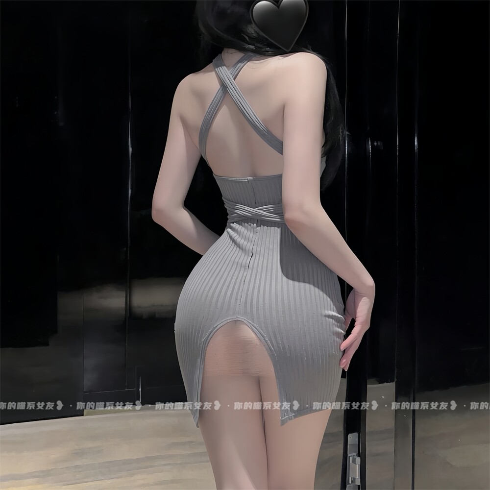 喵：心机御姐*纯欲收腰连衣裙性感辣妹秘书包臀制服露臀约会睡衣
