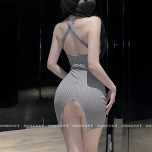 喵：心机御姐*纯欲收腰连衣裙性感辣妹秘书包臀制服露臀约会睡衣