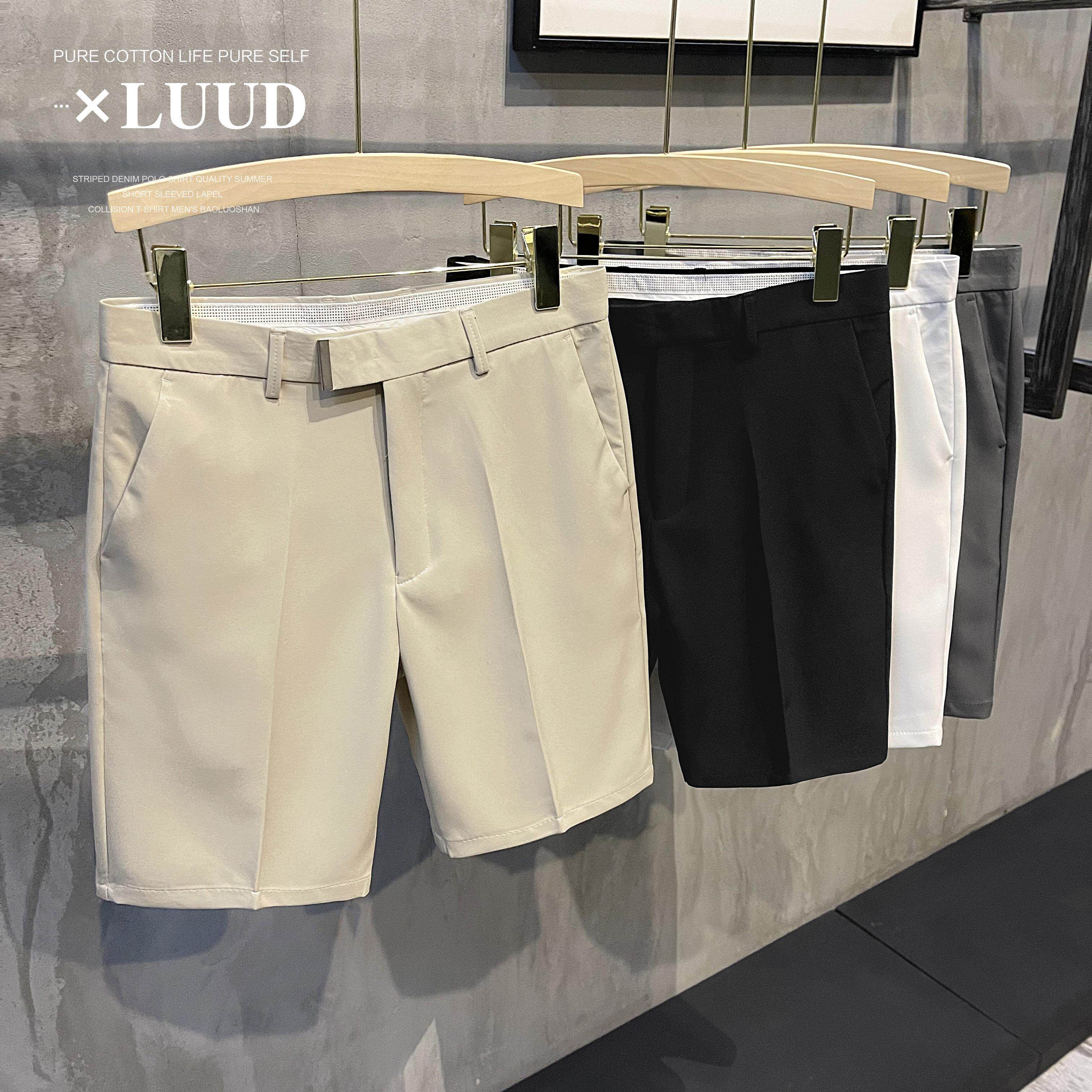 LUUD 男士高级感时尚纯色西装短裤夏天透气百搭韩版修身休闲裤潮