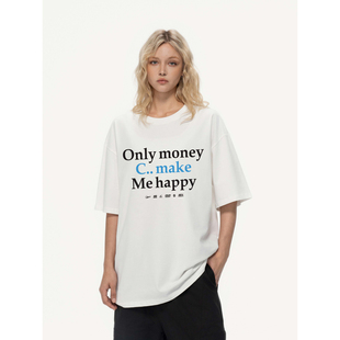 OKET 字母印花短袖美式高街T恤纯棉重磅国潮情侣宽松夏季男女半袖