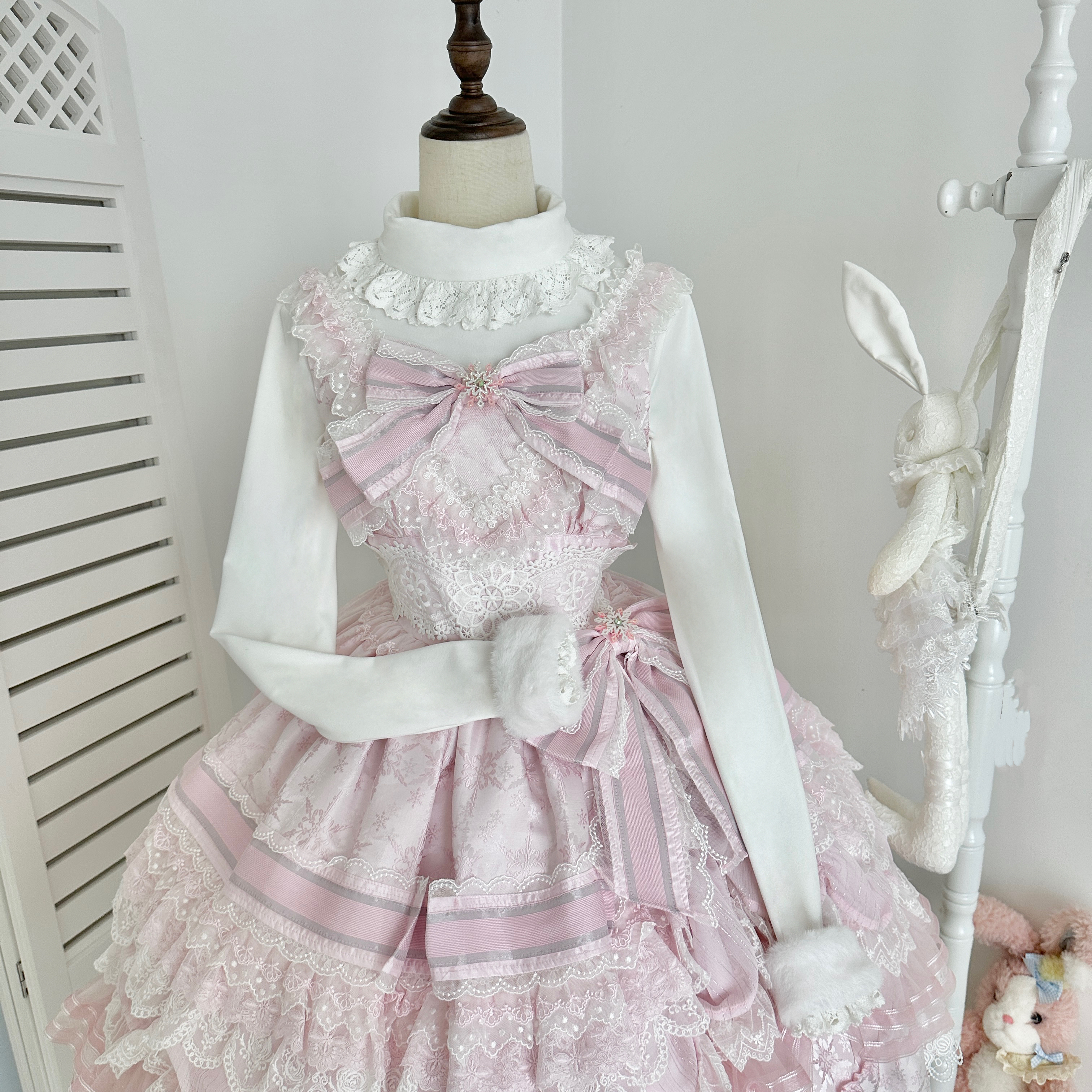 小甜蕾 原创设计可爱百搭毛绒高领lolita德绒加绒纯棉秋冬内搭