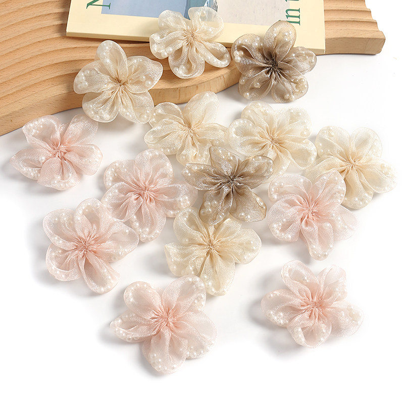 仿真韩版珍珠纱花 假花diy手工材料服装辅料头饰发夹装饰草帽花