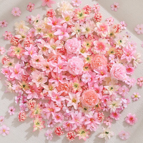 粉色系混搭仿真花朵diy手工材料