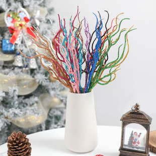 圣诞带粉柳条龙须把束 diy圣诞树挂件圣诞节装饰品橱窗布置摆件