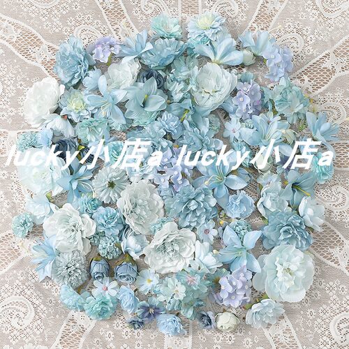 蓝色假花婚庆簪花装饰diy绢花
