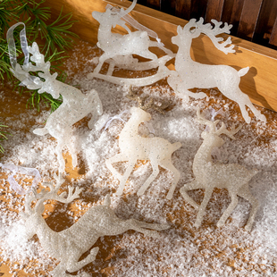 圣诞闪粉麋鹿挂件 饰品商场橱窗场景布置圣诞树小鹿挂饰 圣诞节装