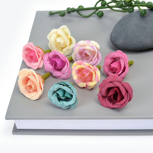 饰 头饰配件礼盒装 仿真迷你玫瑰花头 DIY手工花环材料假花绢花服装