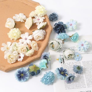 仿真花材料包 饰婚庆头饰配件绢花 假花diy手工材料簪花学士帽装