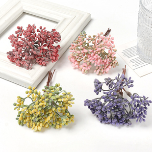 DIY手工花環(huán)配件花墻頭飾胸花草帽花裝 森系仿真綠植小漿果 飾假花