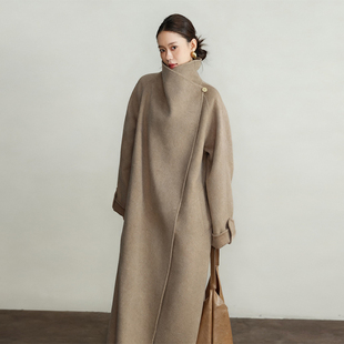 双面羊绒大衣女2025新款秋冬季高级感中长款加厚立领羊毛呢子外套
