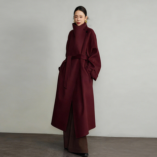 红色双面羊毛大衣女2025新款秋冬加厚爆款小个子中长款羊毛呢外套