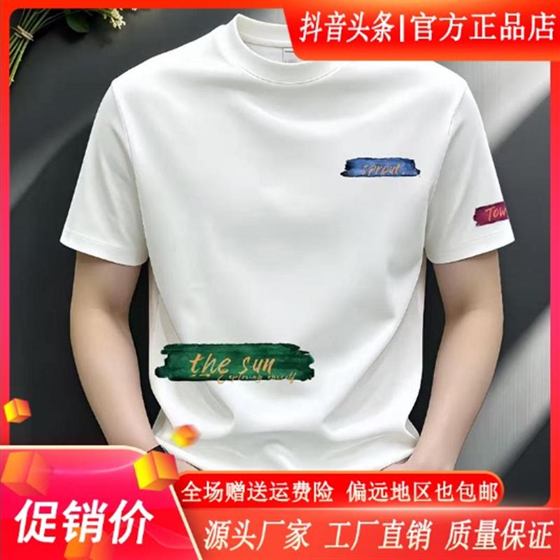 澜阙服饰Amphelisia新款英文男士短袖T恤上衣潮修身正肩痞帅圆领