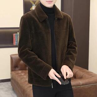 麦德好轻奢男装羊剪绒外套短款纯羊毛毛呢大衣冬季加Z厚保暖夹克
