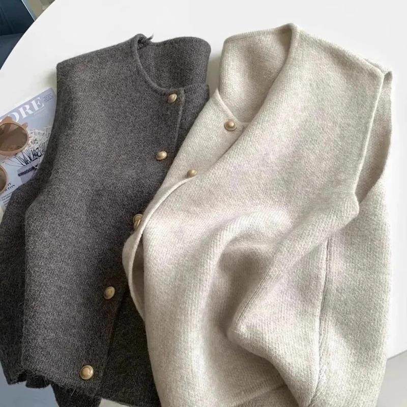 锦瑞轻奢马甲背心女士宽松针织衫百搭套头时尚新款薄款打底休闲
