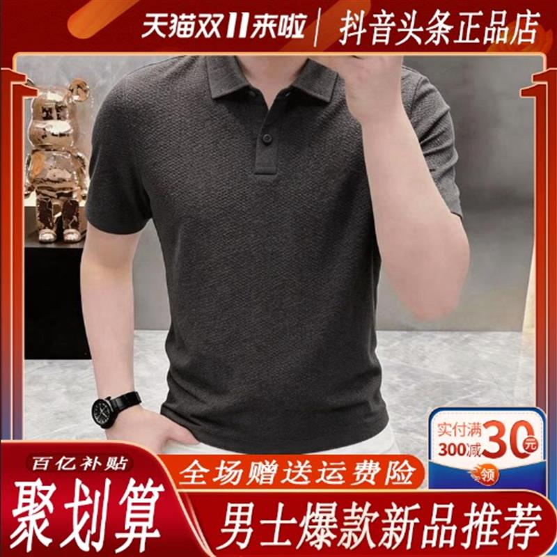 凯登鹿轻奢男装高档夏男士轻奢老钱风翻领短袖T恤POLO衫时尚半袖