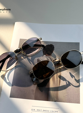 新品超好质感墨镜女金属椭圆顶版眼镜防紫外线防晒可配近视太阳镜