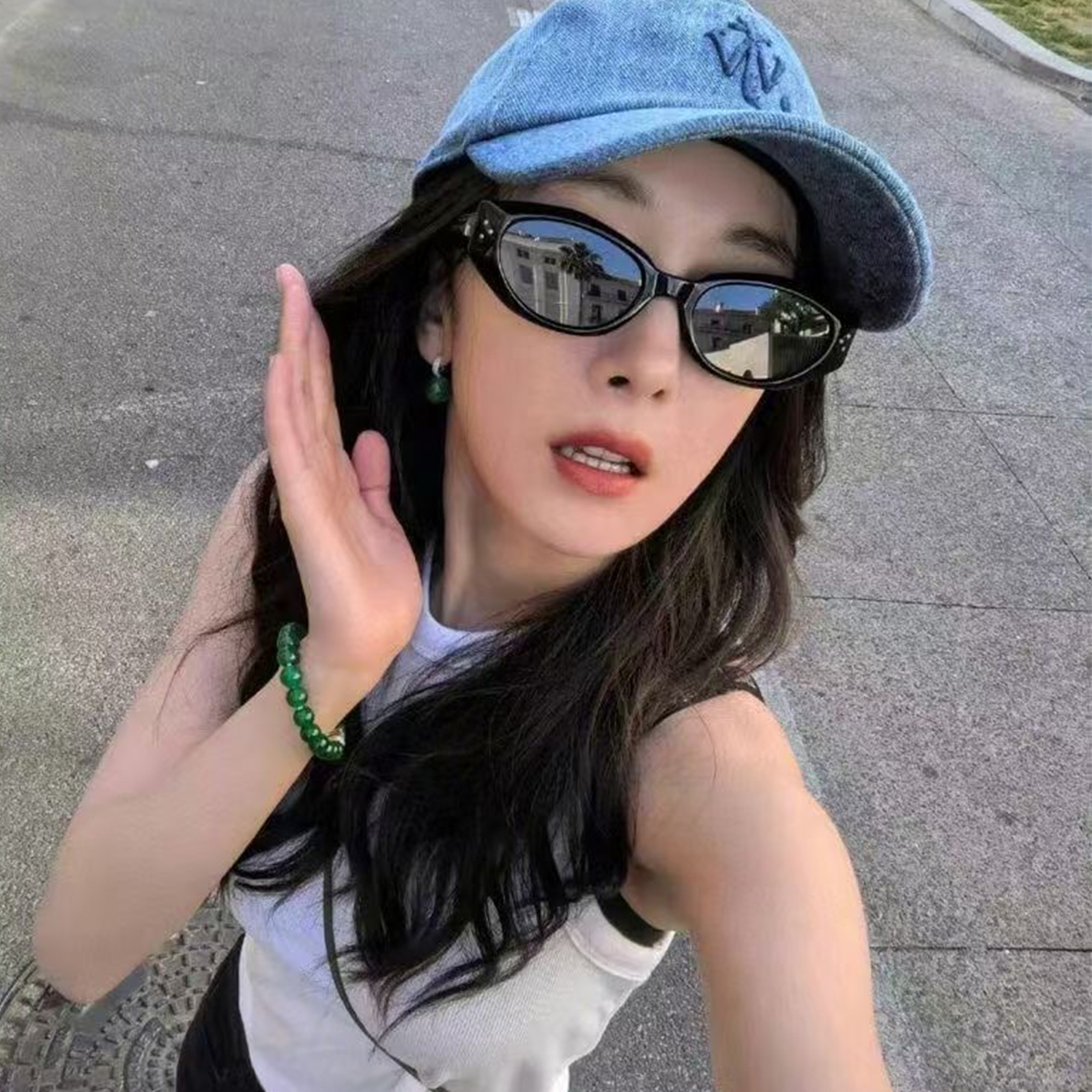 2024新款白鹿同款墨镜女 小众板材眼镜 防紫外线UV400 配近视墨镜