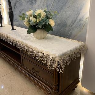 电视柜桌布蕾丝布艺长方形客厅梳妆台鞋 欧式 柜长条桌布防灰尘布罩