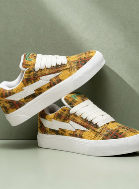 毕加索联名复仇闪电潮牌男板鞋学生加厚休闲帆布鞋子男女系带百搭