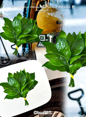 柚子叶好运车贴碌柚叶去晦气祛霉运汽车身反光贴纸赵露思头像同款