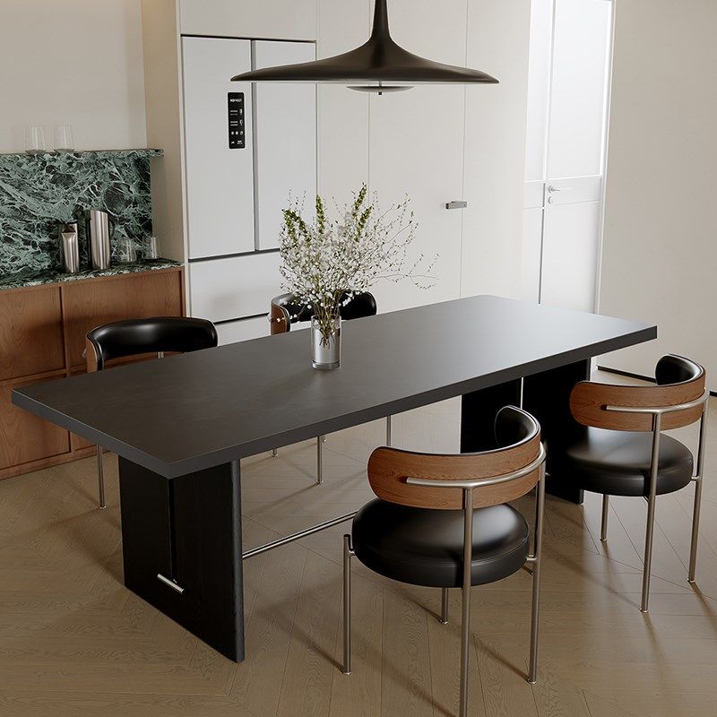 复古风北a欧实木岩板黑色中古餐桌椅组合小户型设计师简约现代家,住宅家具,岩板餐桌,淘宝优惠券,粉丝福利购,淘宝优惠卷