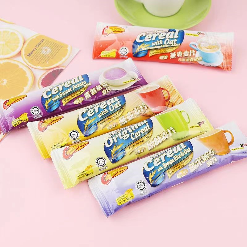 马来西亚可比即溶燕麦代餐麦片原味糙米粗粮坚果早X餐冲饮零食品