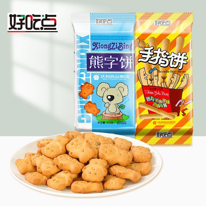 【好吃点熊字饼j115g】手指饼经典童年食品休闲零食小吃饼干