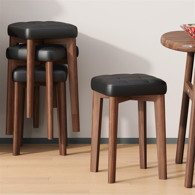 实木凳子可叠放家用餐桌椅子结实耐用现代简P约餐厅备用矮凳板凳