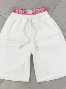 欧美跨境美式高街潮牌双腰头七分短裤男宽松时尚潮男休闲短裤