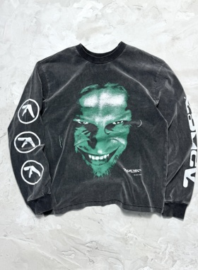 Saint × Aphex Twin电子幽灵专辑联名Eso同款做旧长袖T恤男潮