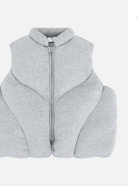 澜海男装2025秋冬新款灰色空气层棉服背心马甲vibe廓形可收缩外套