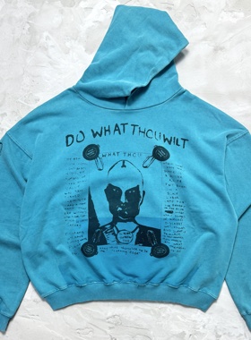 ERD 过往的剪影 复古印花破洞水洗做旧美式街头宽松休闲连帽卫衣