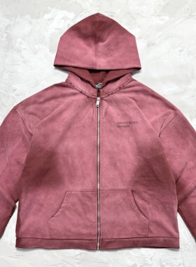 ERD忧郁的富二代美式复古水洗做旧宽松连帽卫衣男女拉链开衫外套