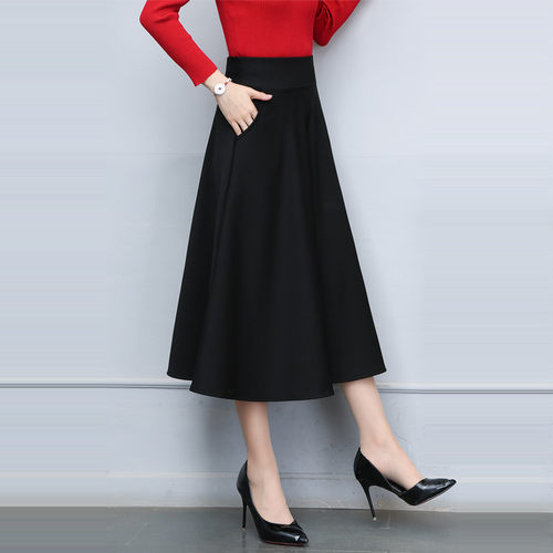 黑色半身裙A字裙中长款