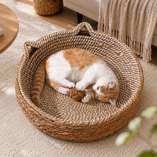 藤编猫窝猫抓板一窝多用更划算