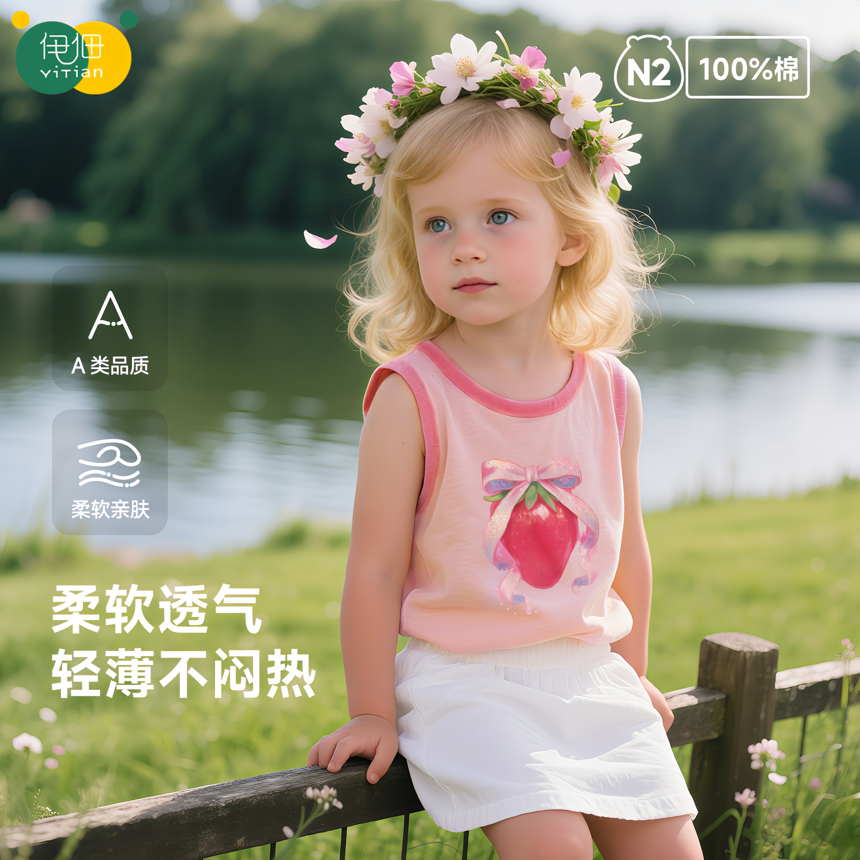 儿童背心夏季纯棉男童女童夏装无袖T恤小童上衣宝宝夏款外穿衣服