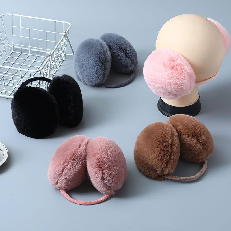 新款后戴百搭仿獭兔毛皮草耳套男女保暖耳包秋冬皮草耳捂调节耳罩