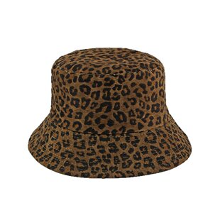 帽子女秋冬日系豹纹渔夫帽女户外防晒遮阳帽显脸小水桶帽休闲盆帽