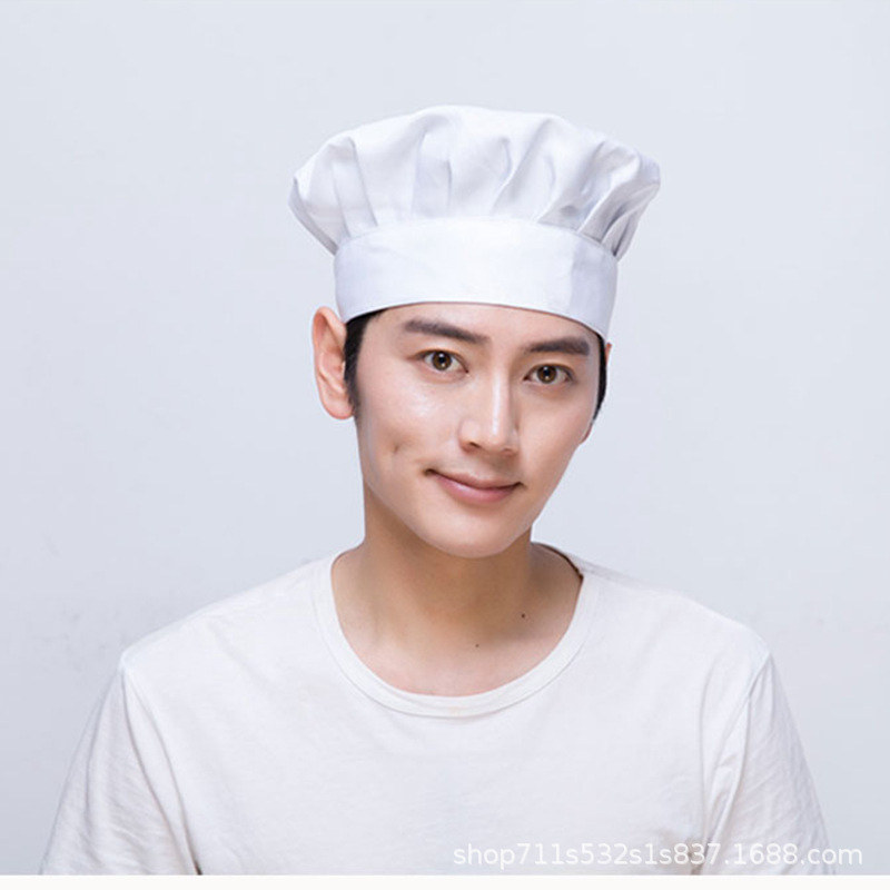 新款 男女帽面包烘焙蛋糕甜品店工作帽高布帽纯白色厨师帽子