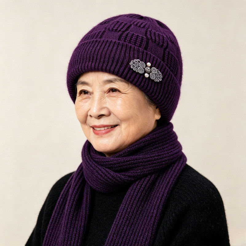 秋季无檐中老年妈妈冬季毛帽子