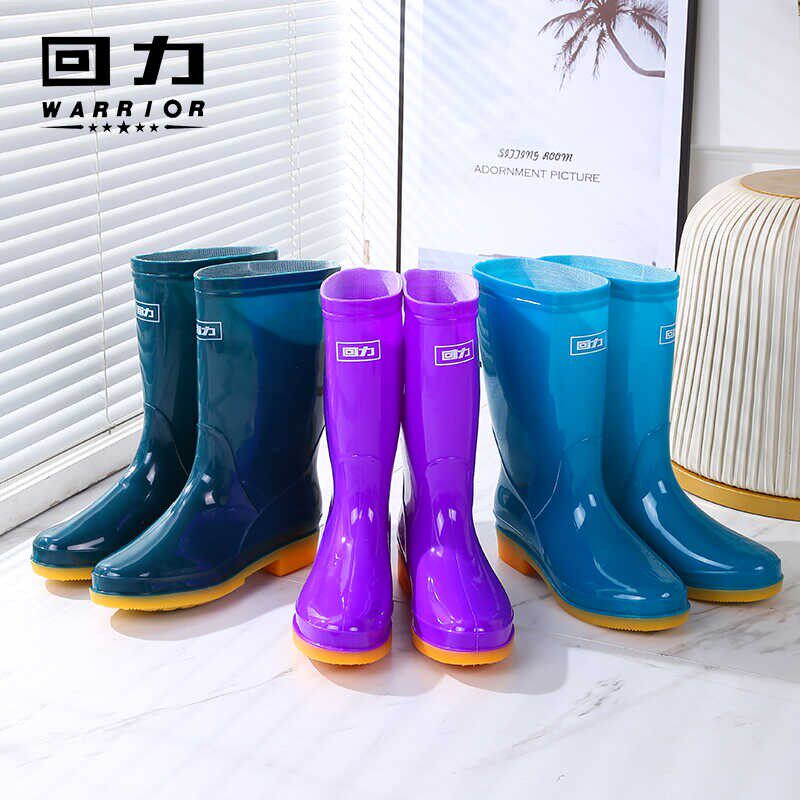 回力雨鞋女款高筒中筒雨靴夏季胶鞋加绒可脱卸水鞋防滑牛筋底套鞋