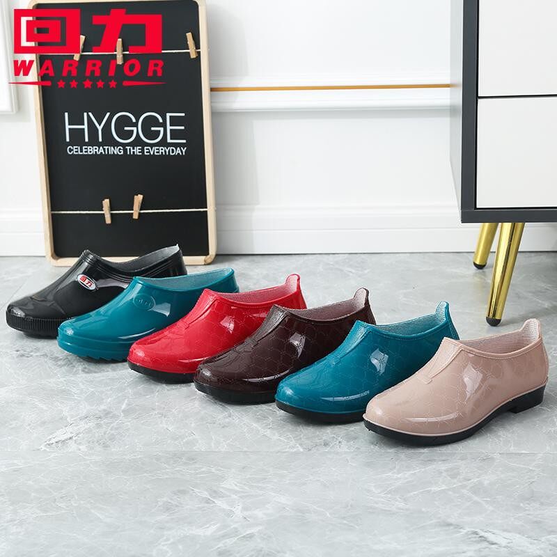 回力女士雨鞋时尚款低帮防水鞋外穿加棉加绒雨靴浅口套鞋工作胶鞋